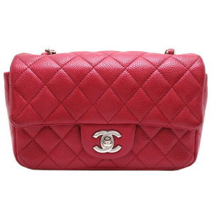 Chanel Mini Matelasse Chain Caviar Skin Shoulder Bag Red